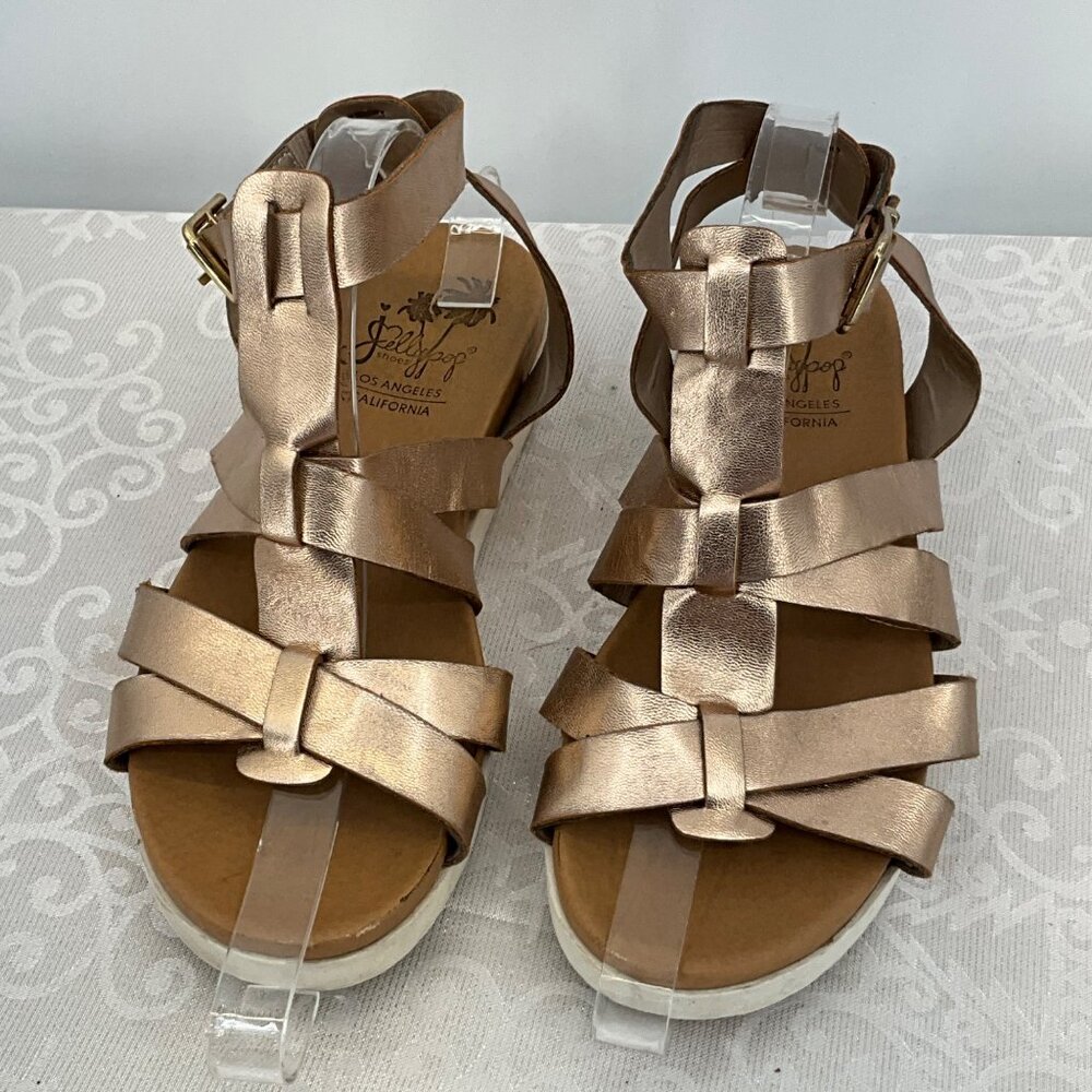 Jelly Pop Womens Rose Gold Sandals Size 6M Faux Leather‎ With Buckle Closure